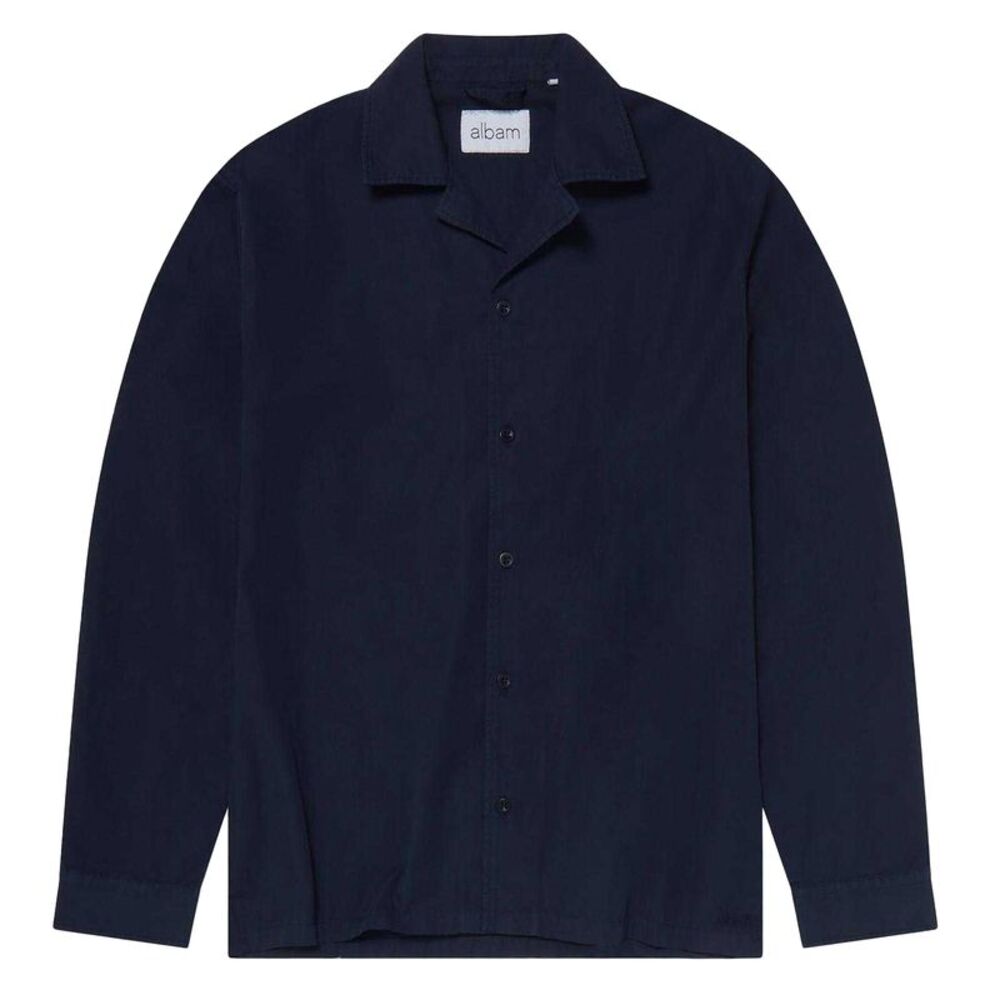 Albam Mens Revere Collar Long-Sleeved Shirt / Dark Navy